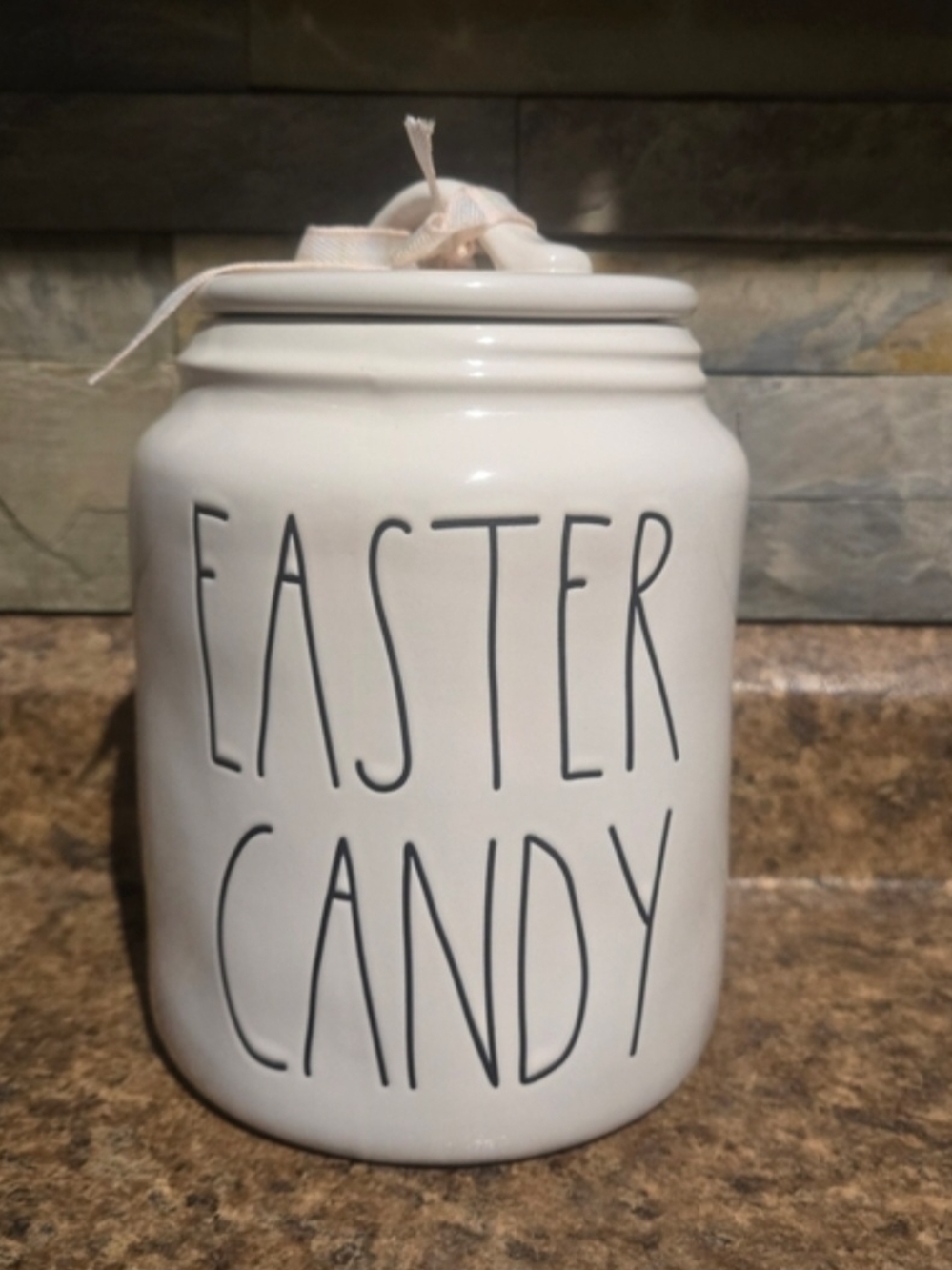Rae Dunn White Ceramic "EASTER CANDY" Canister